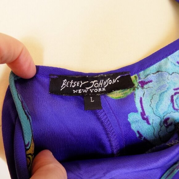 vintage betsey johnson dress floral rose print slip dress open back sexy summer - Picture 2 of 11